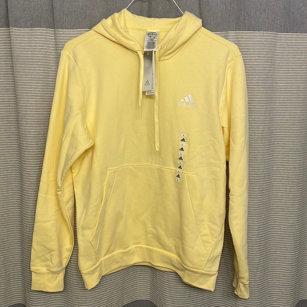 Excellent men’s Adidas yellow hoodie sweatshirt large